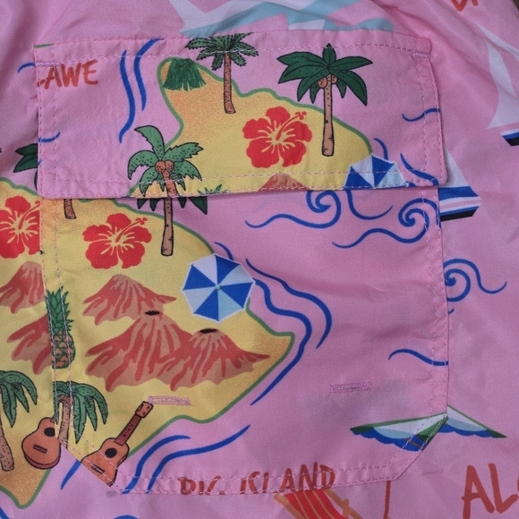 Edgar + Ash Men's Colorful Pink Hawaii Swim Trunks Shorts Size Large - Picture 4 of 9